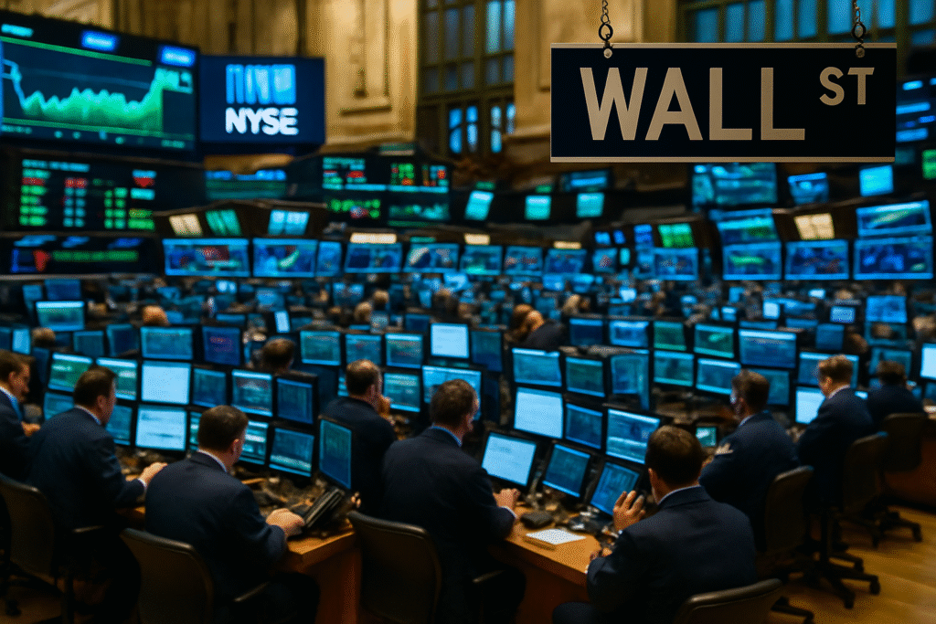 금리·인플레이션·환율·GDP·기업실적을 표현하기 위한 월스트리트 이미지